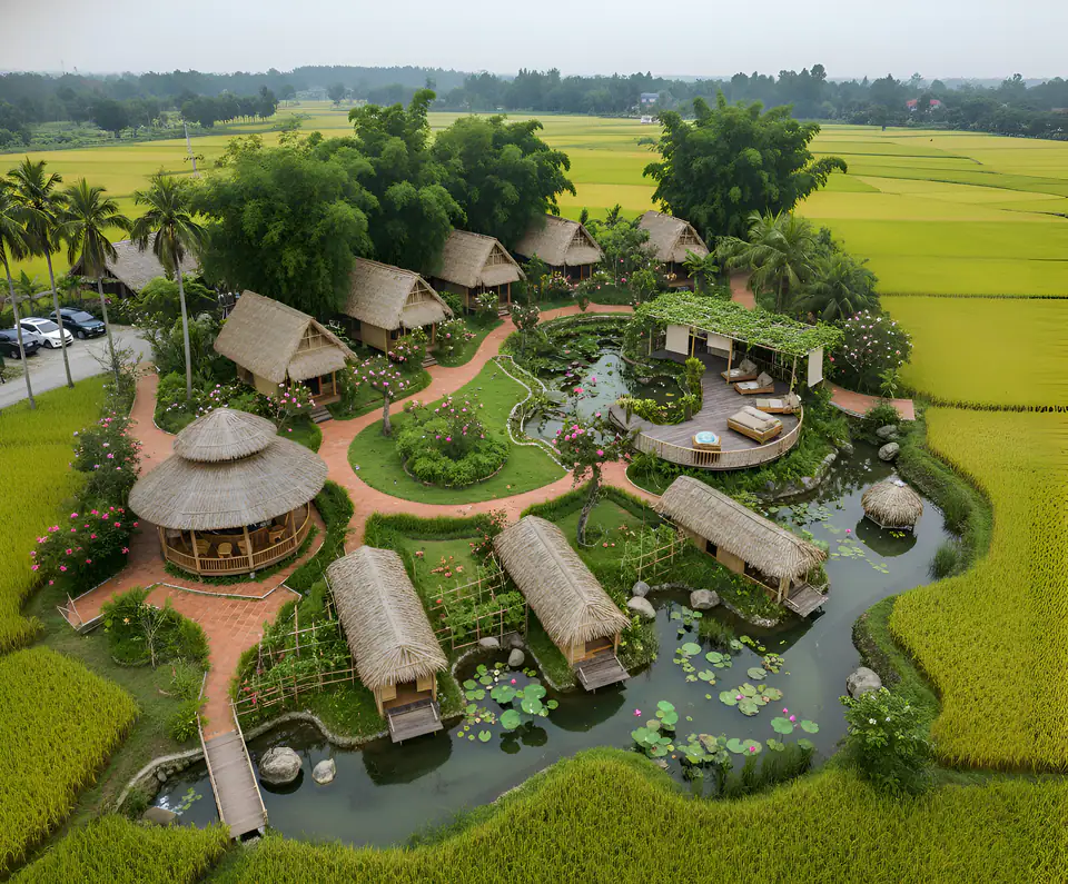 Khu nghỉ dưỡng sinh thái giữa cánh đồng lúa