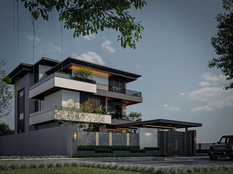 Phối cảnh mặt tiền từ đường