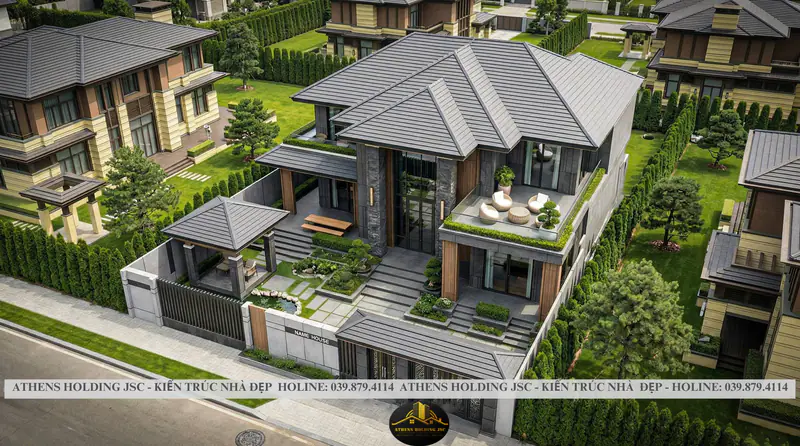 Phối cảnh trên cao giữa khu dân cư