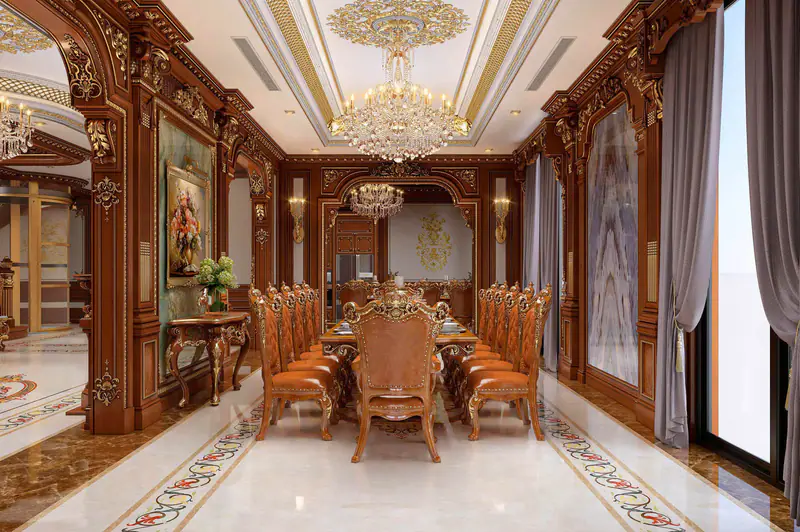 Sảnh ăn lớn ốp gỗ