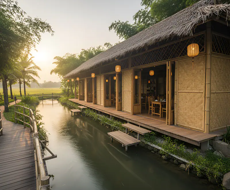 Dãy bungalow ven kênh nước