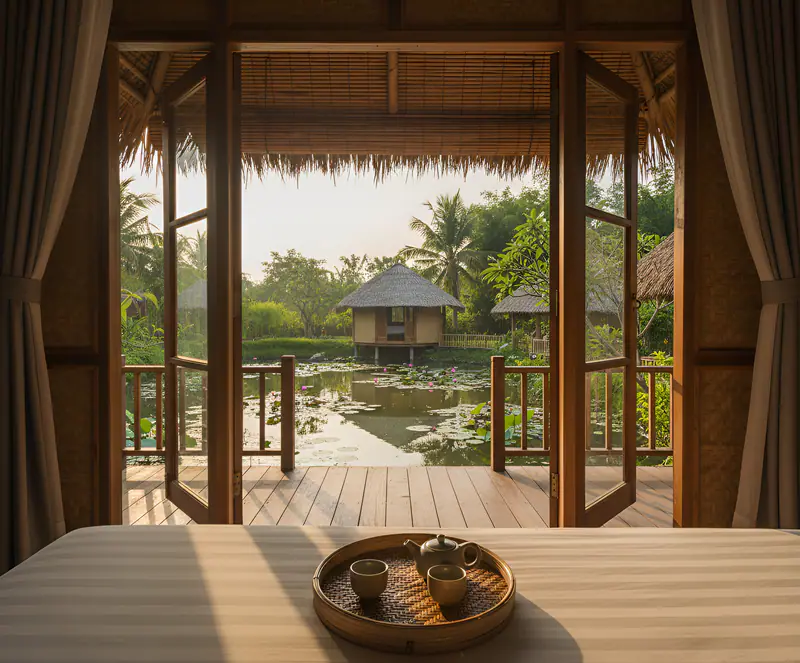 Phòng nghỉ nhìn ra hồ