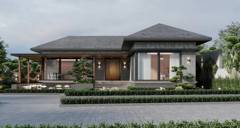 Nhà vườn một tầng mái ngói thấp – Nhà vườn Phong cách Nhật