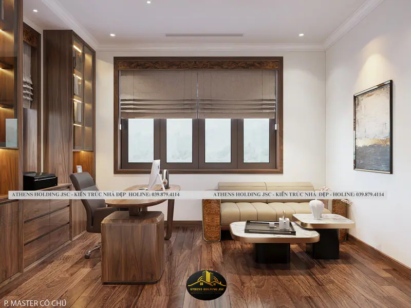 Góc làm việc và sofa trong phòng master
