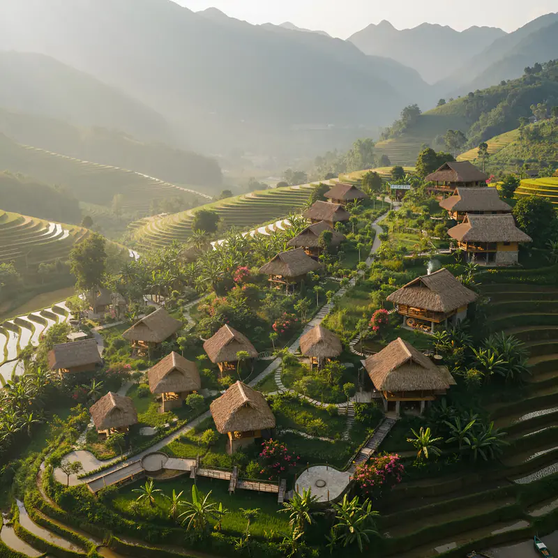 Toàn cảnh resort trên sườn đồi