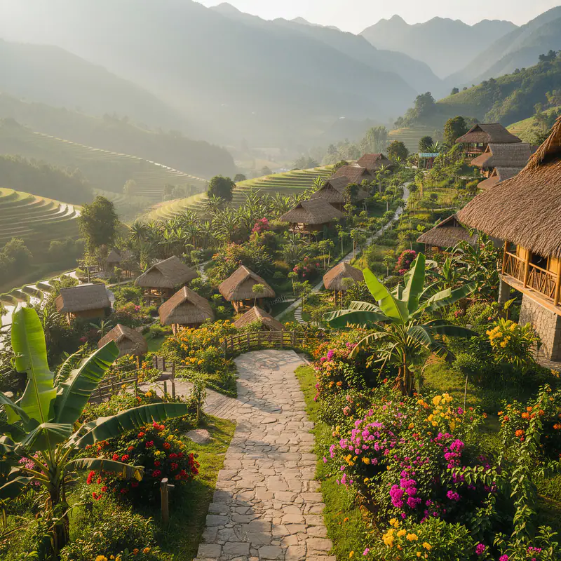 Lối đi đá giữa vườn