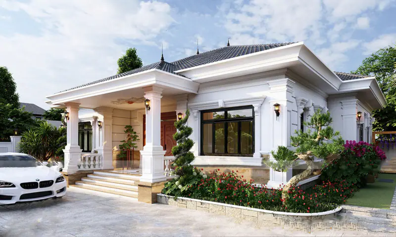 Nhà vườn với sảnh cột trắng